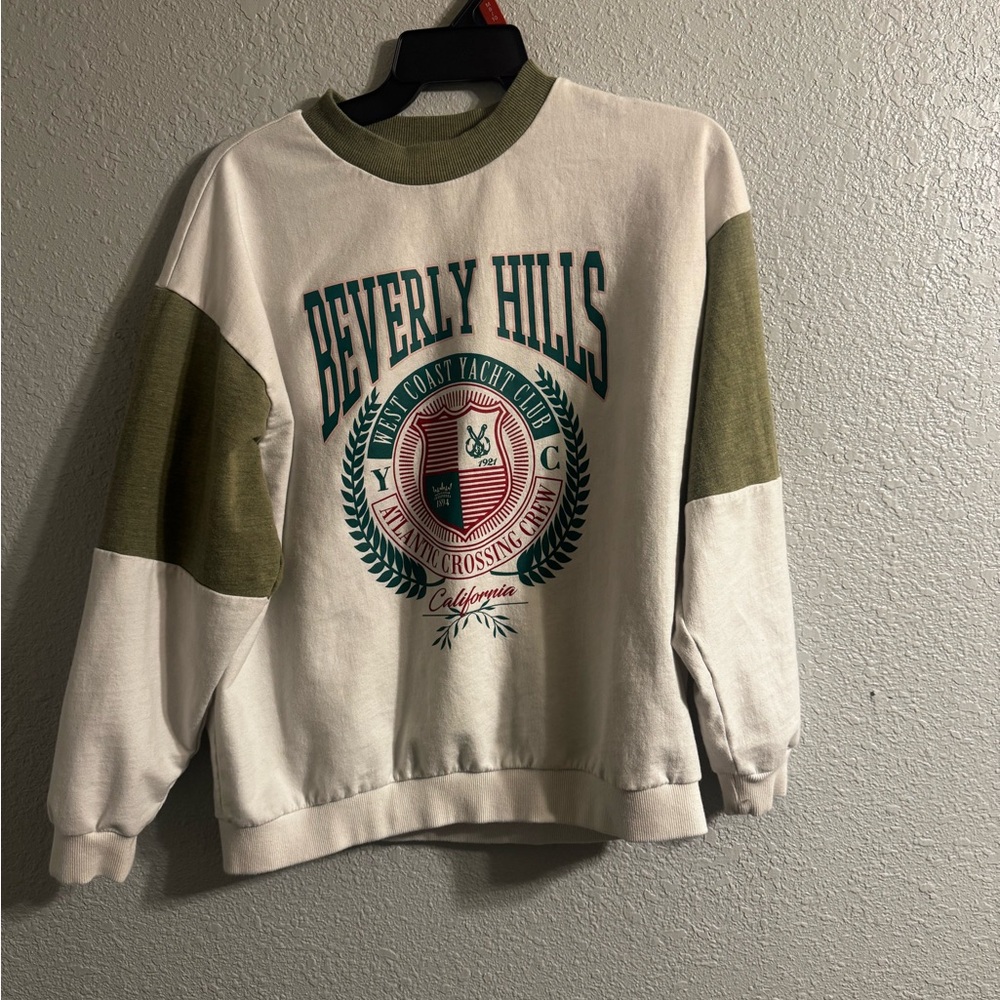 Forever 21 Beverly Hills Yacht Club Graphic Crewneck | White/Green | Size M - Picture 2 of 3